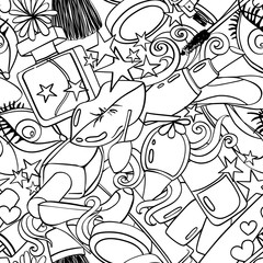 Grahic Seamless Pattern Of Beauty Decorative Cosmetics.