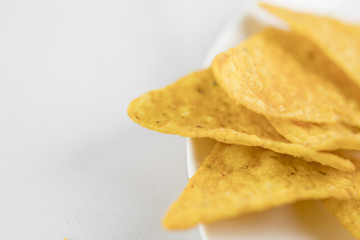 Yellow corn Tortilla chips, Closeup shot