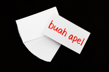 Indonesian; Learning New Language with Handwritten Flash Cards.