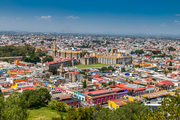 Fototapeta na wymiar High view of Cholula City - Cholula, Puebla, Mexico