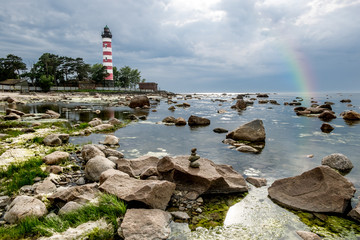 Shepelevsky lighthouse on the Gulf of Finland in Leningrad regio