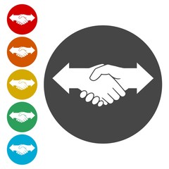 Partnership (Hand shake arrows) icons set 