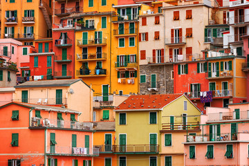 Colorful buildings in Manarola town, Cinque Terre, Liguria, Italy