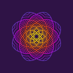 Bright abstract flower on a dark background.