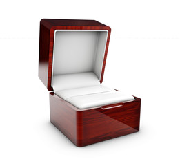 Opened present box for jewerly on white background