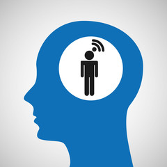 silhouette head wireless wifi man icon vector illustration eps 10
