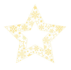 Weihnachtliche Dekoration - goldener Stern aus Schneekristallen