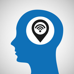 silhouette head location wifi icon vector illustration eps 10