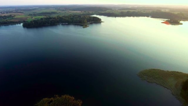 green island in blue lake