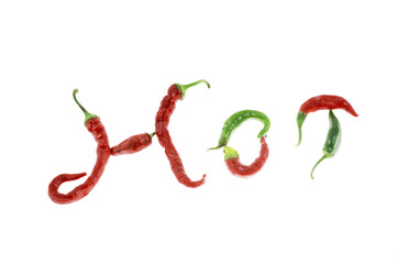 red hot chilli peppers isolated on white