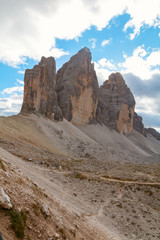 Tre Cime di Lavaredo in beautiful surroundings in the Dolomites in Italy, Europe (Drei Zinnen)