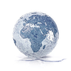 ice globe 3D illustration europe and africa map on white background