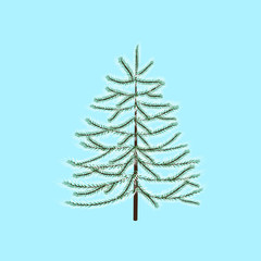 Obraz premium Herringbone in frost on a cold day on a light blue background illustration
