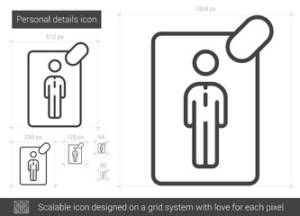 Personal details line icon.