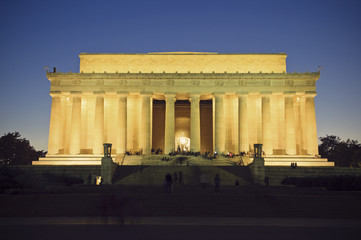 Lincoln Memorial after sunset, Washington DC, District of Columbia, USA, Vintage filtered style