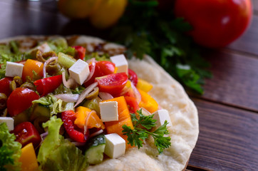 Greek salad. Vegetarian food