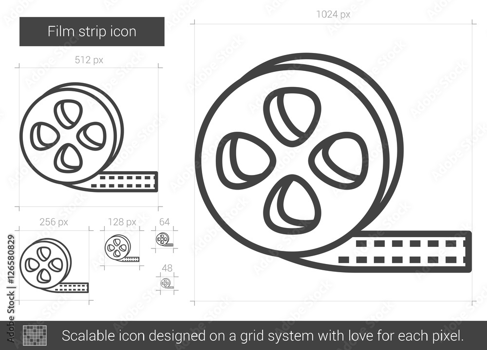 Poster film strip line icon.