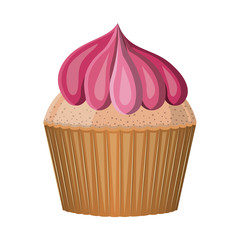 sweet cupcake dessert icon over white background. colorful design. vector illustration