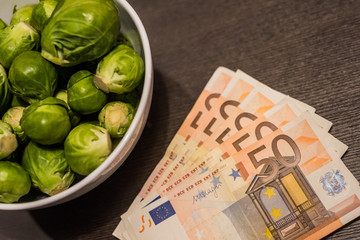 Wzrost cen euro brukselka warzywa - obrazy, fototapety, plakaty