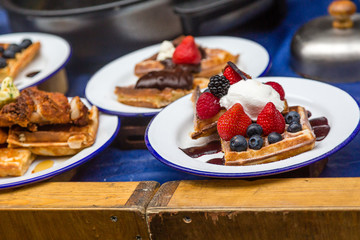 Fresh Waffles in a Market