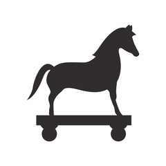 silhouette of horse toy icon over white background. vector illustration