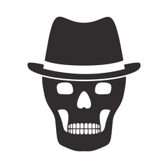 silhouette of skull with hat icon over white background. danger symbol. vector illustration