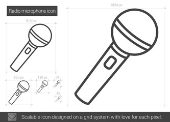 Radio microphone line icon.