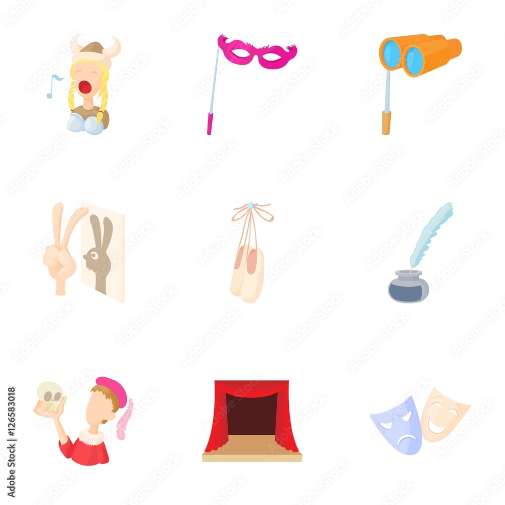 Poster performance icons set. cartoon illustration of 9 performance vector icons for web