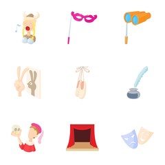 Performance icons set. Cartoon illustration of 9 performance vector icons for web
