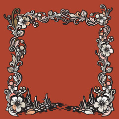 Vintage frame with floral pattern. Vector illustration