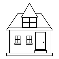 Cute country house icon. Outline illustration of house vector icon for web design