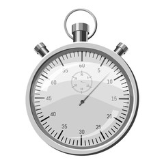 Stopwatch icon. Gray monochrome illustration of stopwatch vector icon for web design