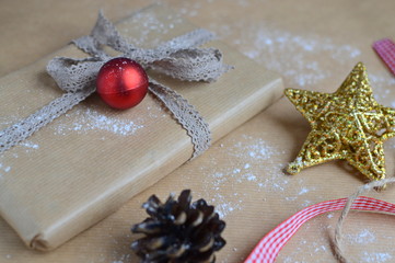 Christmas decoration. Christmas gift box
