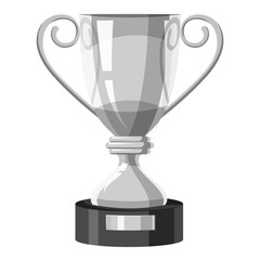 Cup for victory icon. Gray monochrome illustration of cup vector icon for web design