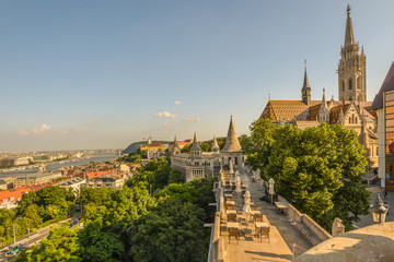 Fisherman's Bastion towers- tourists attraction in Budapest,Hungary.