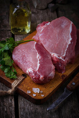 Raw fresh beef steak