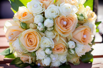 Bridal wedding bouquet on the table