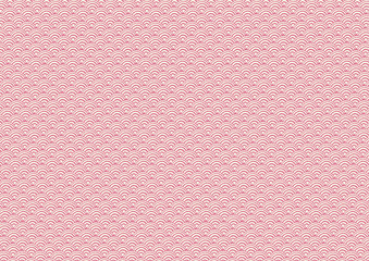 和の背景模様　青海波文　桃