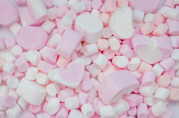 Colorful different marshmallows background