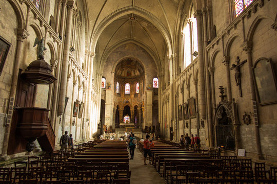 Poitiers, France - September 12, 2016: Inside the Church of St.