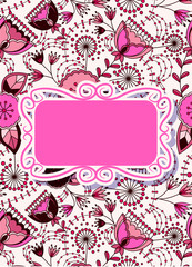 Colorful floral card with banner