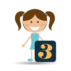 happy girl student school number icon vector illustration eps 10
