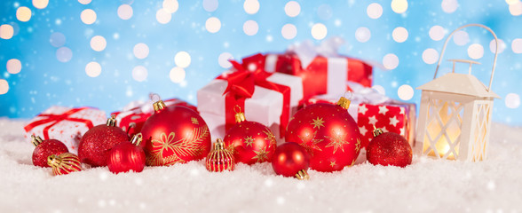 Christmas background with red decoration