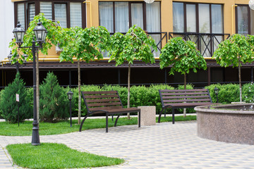 Fototapeta na wymiar cozy courtyard near the town house