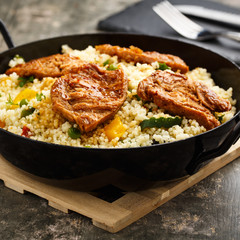 Cous cous mit Soja-Medaillons - Cous Cous with soy medaillons