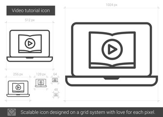 Video tutorial line icon.
