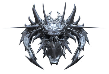 Metallic skull design isolated on white background. 3D illustration
