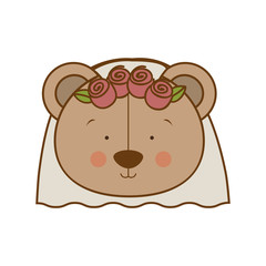 bride teddy bear character icon image vector illustration design 