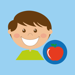 boy cartoon school apple icon design vector illustration eps 10