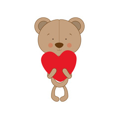 teddy bear character with heart cartoon icon image vector illustration design 